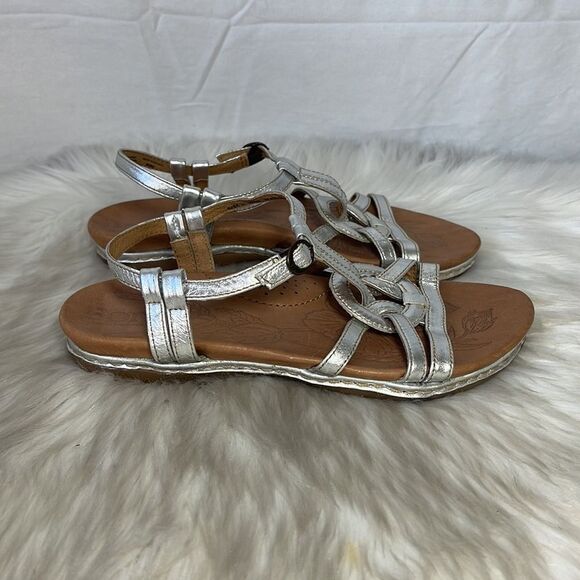 Born Silver Handcrafted Leather Strappy Sandals Sz 6 - Picture 4 of 7